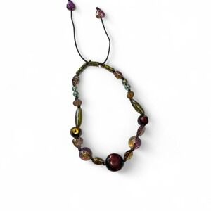 Vintage Artisan Multicolored Beaded Boho Necklace